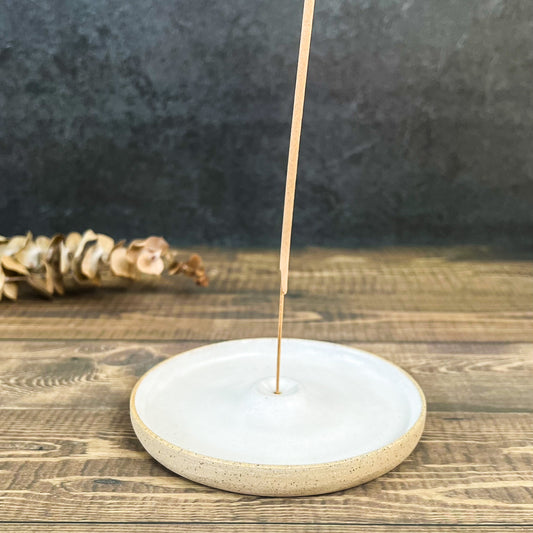 Ceramic Incense Dish - pearl white